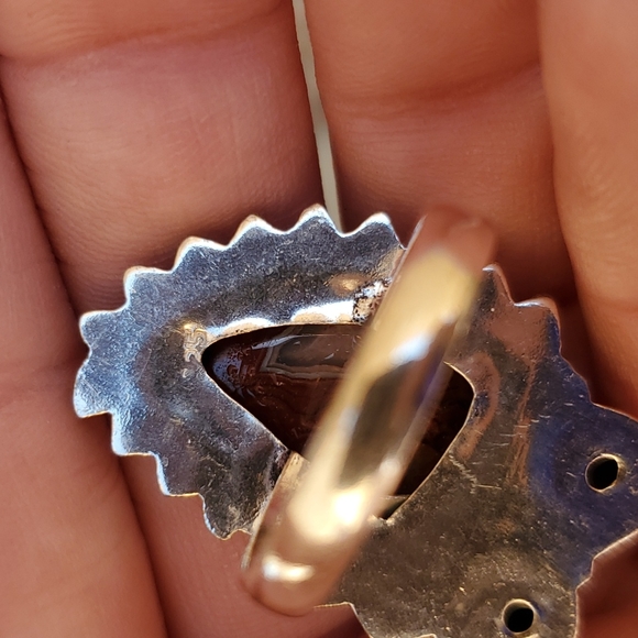 New Lake Superior Agate & Tiger Eye 925 Silver Ring. - Picture 13 of 13